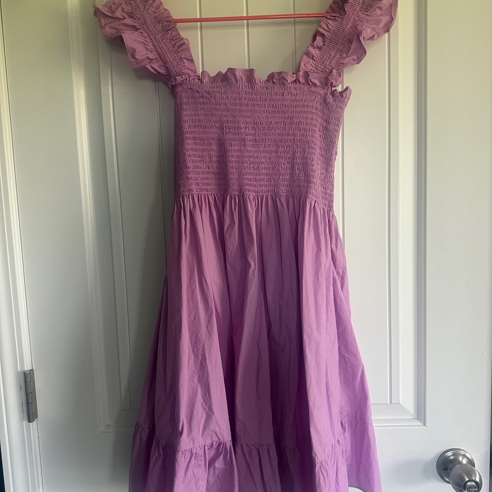 Hill House Lavender Ruffled Mini Dress